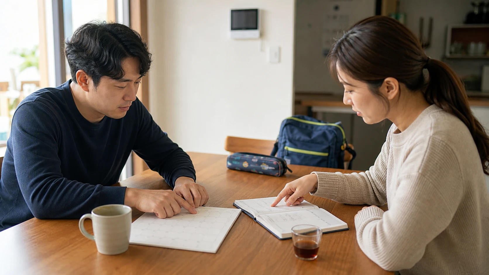 양육권 소송 기간 관련 생활자료를 정리하는 모습